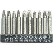 Dedra bit set 10 pieces, 50mm: SL5.5,6.5, PH1/ 2-2 pieces, PZ1/ 2-.