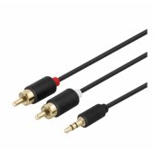 Stereo garso kabelis 3,5 mm 2xRCA 1 m juodas