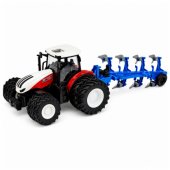 RC Remote Controlled Agricultural Tractor with Double Furrow Plow Red