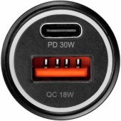 USB-A/ C PD QC3.0 30W + cable USB-C Black