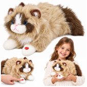 Beige Plush Kitten Cuddly Toy with Meowing Sounds 40 cm
