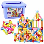 Magnetinių konstruktoriaus kaladėlių rinkinys dėžutėje 3D Sticks 166 vnt.