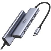 CM511 „5-in-1“ adapteris USB-C šakotuvas į 3x USB3.0 + HDMI + TF/ SD pilkas