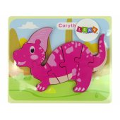 LeanToys medinė dėlionė Dinosaur Corythosaurus, rožinė