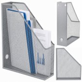 Metal Office Organizer Stand for Documents and Folders, Vertical, Silv