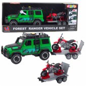 Off-road Vehicle Set with Tow Truck and Motorcycle Lights and Sounds G
