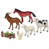 Set of Figurines, Animals, Farm, Trees, Fence, 13 pcs.