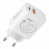 Wall Charger USB-A + USB-C 20W White
