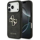 _8443048 Guess PU odinis dėklas su metaliniu logotipu, skirtas iPhone 18 Pro, pilkas