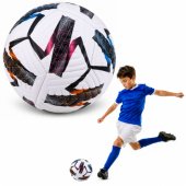 Training Football for the grass pitch, white, patterns, 22 cm, size 5