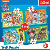 Paw Patrol 4 viename dėlionės Cheerful Paw Patrol Team Trefl 34346