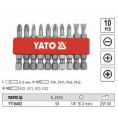 Yato Końcówki wkrętakowe 5,6mm Ph1 Ph2 Pz1 Pz2 50mm 1/ 4 10szt. YT-0483