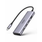CM511 „5-in-1“ adapteris USB-C šakotuvas į 3x USB3.0 + HDMI + TF/ SD pilkas
