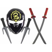 Ninja Warrior rinkinys: kaukė, kardai, durklai, raudonos dekoracijos