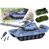 Tank karinės transporto priemonės savarankiško išardymo rinkinys, mėlynas, su garsais ir pakaba
