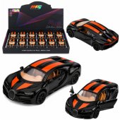 Metalinis sportinis automobilis su šviesomis ir garsais, atbulinės eigos, juodas, 1:32