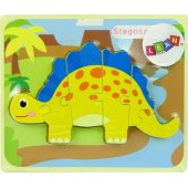 LeanToys medinė dėlionė dinozauras Stegosaurus, geltona