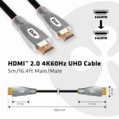 CLUB3D HDMI 2.0 4K60Hz UHD Cable 5m/ 16.4ft