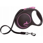 Flexi automatinis pavadėlis Black Design L, 5 m, rožinis