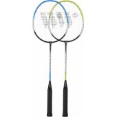 WISH STEELTEC 216K BADMINTONO RAKEČIŲ RINKINYS, ŽALIA+MĖLYNA + LOT