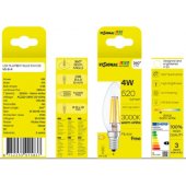 LED kaitrinė lemputė E14, C35, 4W, 520lm, 3000K, 360°