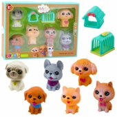 Set of Figures Rubber Dogs Squeaker Kennel Transporter 6pcs