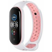 Design Mi Band 7/ 6/ 5, balta-rožinė