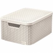 Curver krepšelis-dėžė su dangčiu RATTAN Style M kreminė (46818)