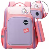 Mokyklinė kuprinė su vienaragio krūtinės dirželiu, pastelinė rožinė, 21 l, 39 cm