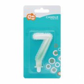 Candle topper Number 7 (7cm) White/ Green Ombre