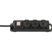 Outdoor Extension Lead 3-way 2m Black