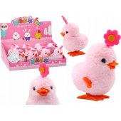 Pink Jumping Hen Wind-up Hen With Flower