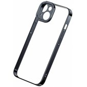 "Glitter Transparent Case + Tempered Glass iPhone 14 Plus" Black