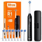 R1 Electric toothbrush x8 brushes / travel case / cable Black