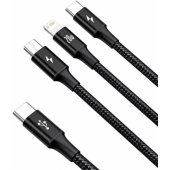 CAMLT-SC01 USB Type C to USB-C/ Lightning/ micro USB 1.5m Black