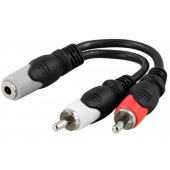 Garso kabelis 3,5 mm F – 2xRCA M 0,1 m, juodas