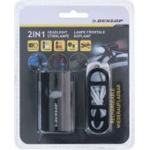 Dunlop dviračio žibintas 2 viename, įkraunamas per USB, laikiklis tvirtinti prie šalmo