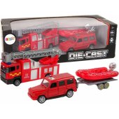 Fire brigade vehicle set pull motorboat Jeep Red