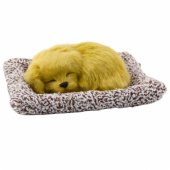 Sleeping Labrador Puppy on a Pillow Figurine with Fur and Transparent