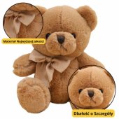 Plush Mascot Cuddly Toy Big Teddy Bear With Bow Brown 40cm