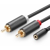AV102 2x RCA kabelis (Cinch) su 3,5 mm kištuku, 1 m, juodas