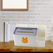 Desk Organizer with Tissue Box Gold Rabbit White
