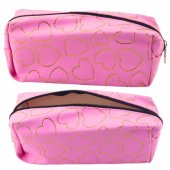 School Office Pencil Case Single Compartment Golden Hearts Pink 20x8 c