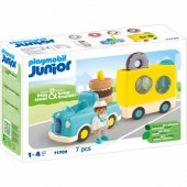 PLAYMOBIL 71702 Junior: pašėlęs spurgų sunkvežimis su dėliojimu ir rūšiavimu Fu