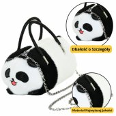 Plush Panda Bag Handles Metal Chain Black White 20cm