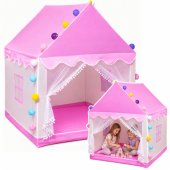 Children®s Playhouse Tent with Decorative LED Lights for the Room Pink