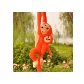 Mascot pliušinė beždžionė su mažyliu, oranžinė, 90 cm