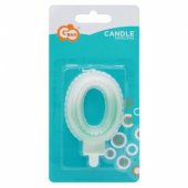 Candle topper Number 0 (7cm) White/ Green Ombre