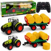 Remote Controlled RC Farm Tractor with Hay Bale Trailer and Lights 1:2