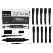 LEAN Toys Double-Sided Waterproof Marker Set Black 10pcs.